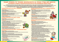 Таблица "Правила безопасности на уроках труда для девочек" (100х140 сантиметров, винил) - fgospostavki.ru - Шуя