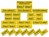 Набор магнитных карточек "Вопросы к членам предложения" (фон жёлтый) - fgospostavki.ru - Шуя