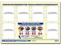 Стенд информационный "Основы безопасности жизнедеятельности" (80*110, 6 карманов) - fgospostavki.ru - Шуя