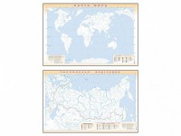 Фрагмент (демонстрационный) маркерный (двухсторонний) "Карта мира и Российской Федерации" (немая) с комплектом тематических магнитов - fgospostavki.ru - Шуя