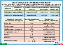 Таблица. Сравнение понятий изомер и гомолог. Функциональные группы классов органических веществ. - fgospostavki.ru - Шуя
