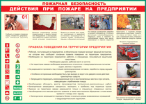 Таблица "Действия при пожаре на предприятии" (100х140 сантиметров, винил) - fgospostavki.ru - Шуя