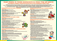 Таблица "Правила безопасности на уроках труда для девочек" (100х140 сантиметров, винил) - fgospostavki.ru - Шуя