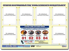 Стенд информационный "Основы безопасности жизнедеятельности" (80*110, 6 карманов) - fgospostavki.ru - Шуя