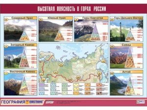 Таблица демонстрационная "Высотная поясность в горах России" (винил 70*100) - fgospostavki.ru - Шуя
