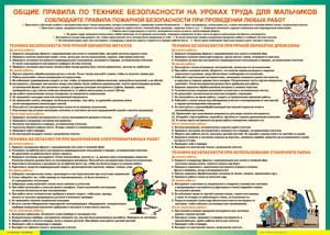 Таблица "Правила безопасности на уроках труда для мальчиков" (100х140 сантиметров, винил) - fgospostavki.ru - Шуя