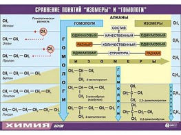 Таблица демонстрационная "Сравнение понятий изомер и гомолог" (винил 70x100) - fgospostavki.ru - Шуя